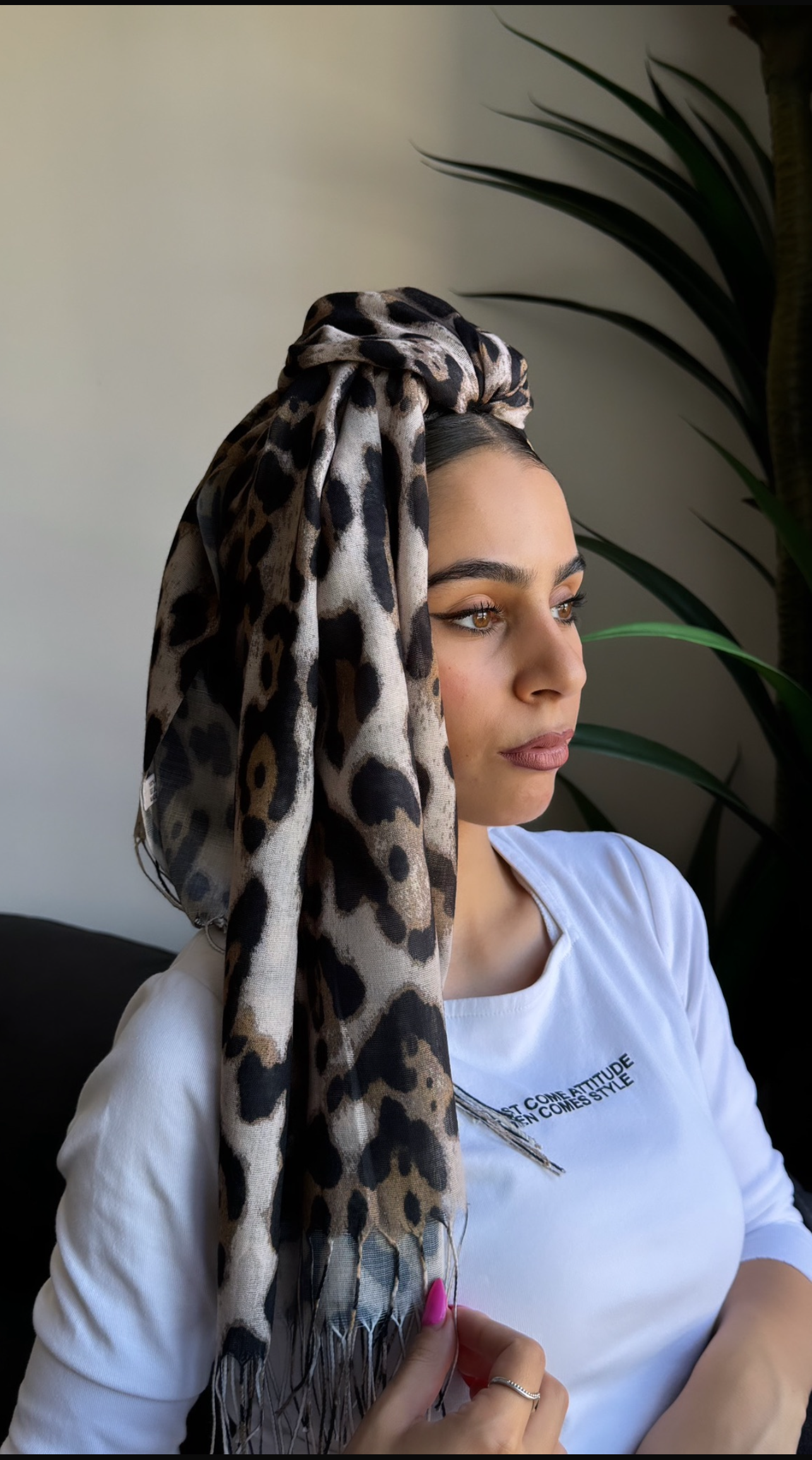 פשמינה מנומרת- חום בהיר