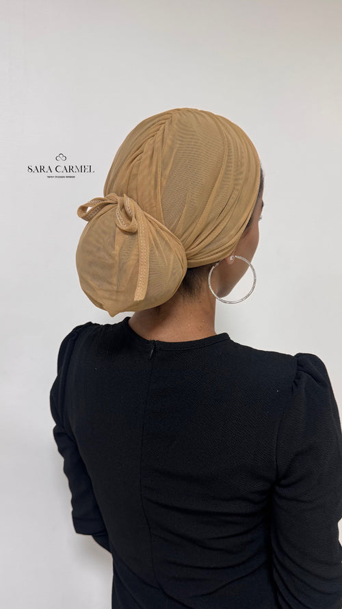 טורבן קשת קשירה- חום בהיר