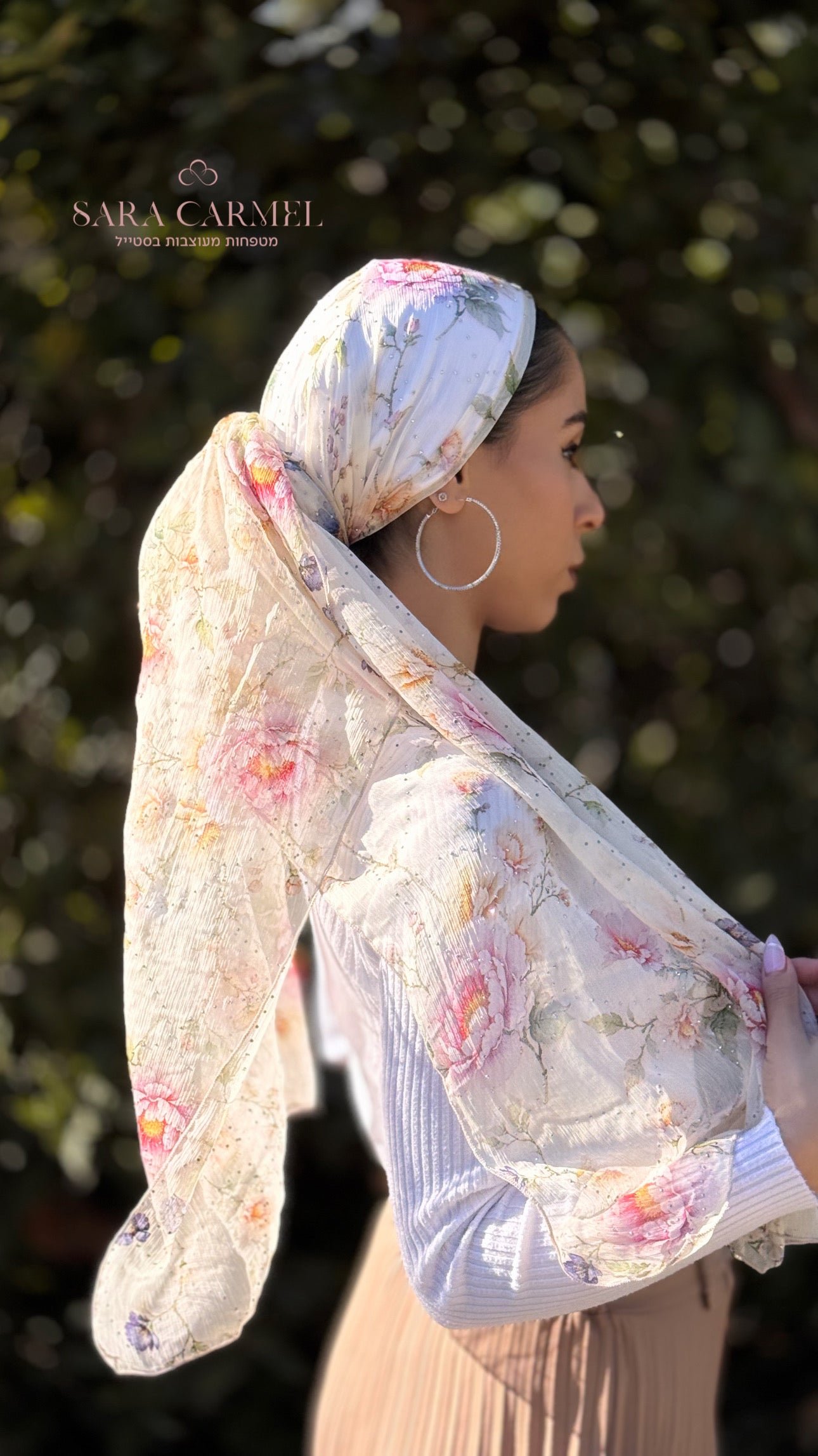 מטפחת שיפון דגם פרח